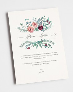 invitación de boda eucalipto y rosas