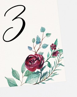 Números de mesa "Eucalipto y rosas"